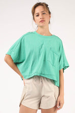 Load image into Gallery viewer, Oversized Washed Crop Comfy Knit Top - Green
