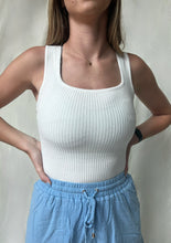 Load image into Gallery viewer, Ribbed Square Neck Body Suit (White)

